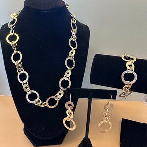Sterling silver earrings necklace bracelet set 53g beautiful gift set